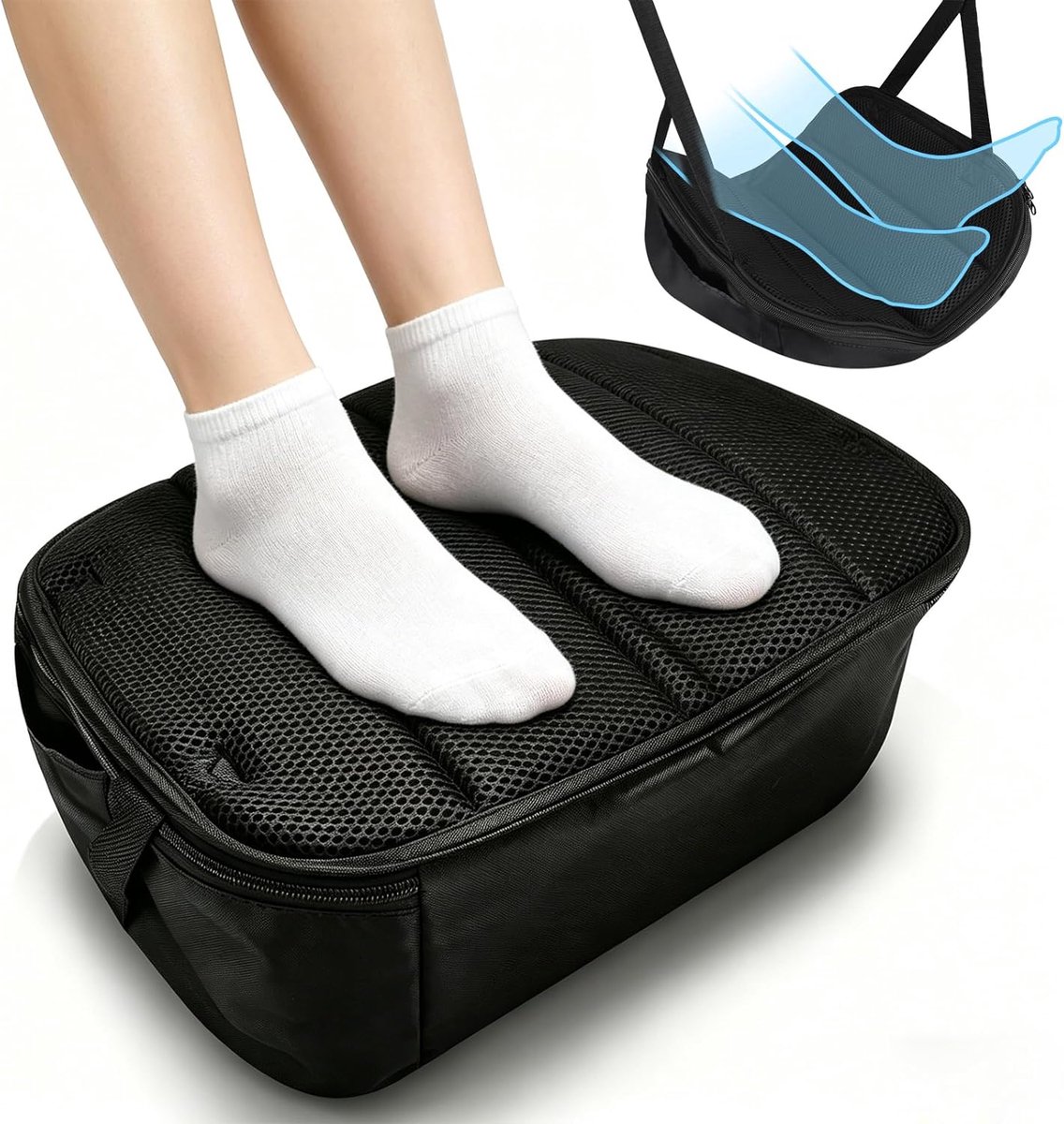 Ergonomische Voetensteun - Verstelbaar Voetenbankje - Verbeteren Zithouding - Opblaasbaar 2-in-1 - 36 x 31 cm - Grijs