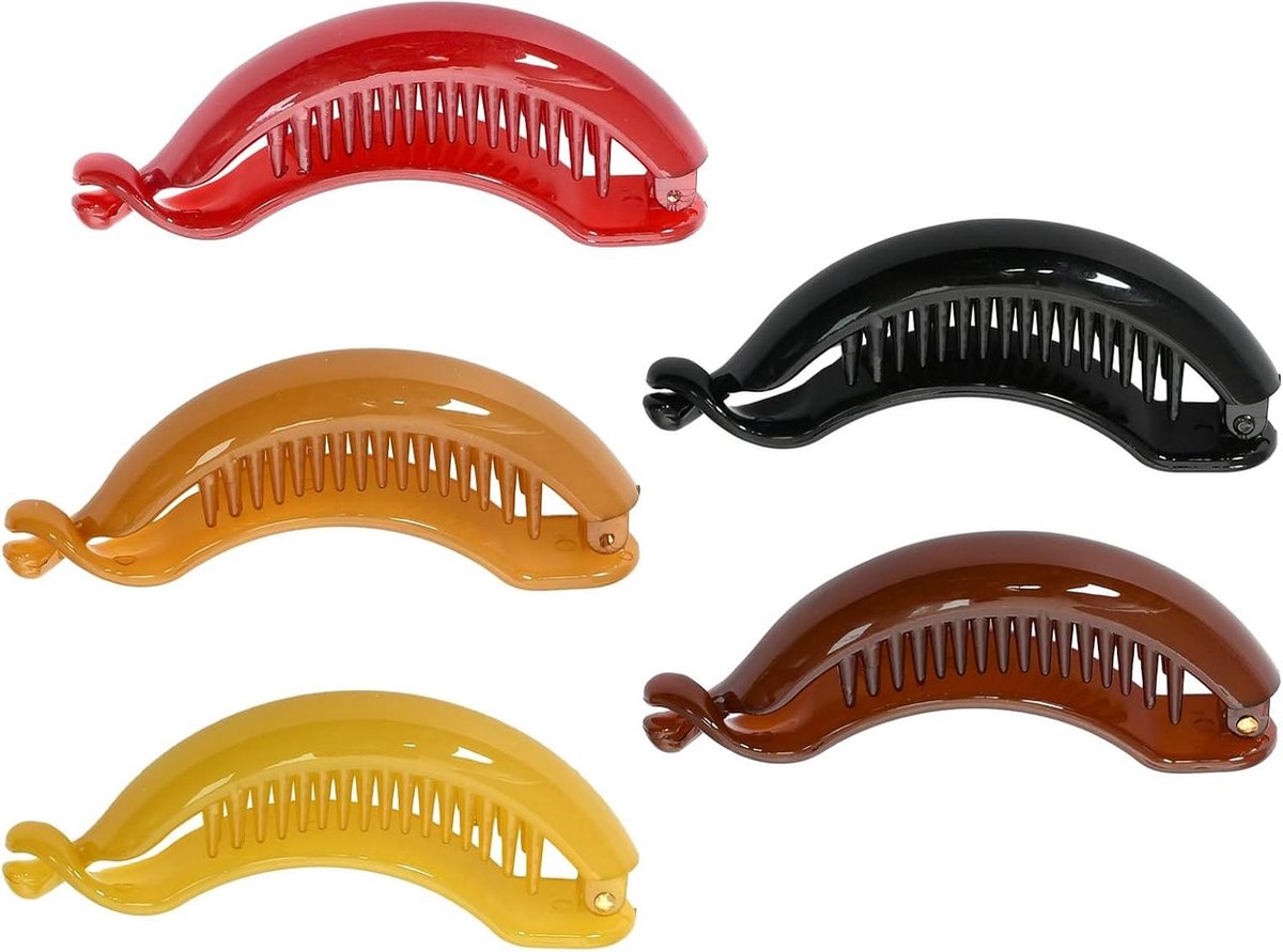 Haarspelden Set - Bananenclips - Kapsels Maken - Plat Clipontwerp - 5 Stuks - Gemengde Kleuren