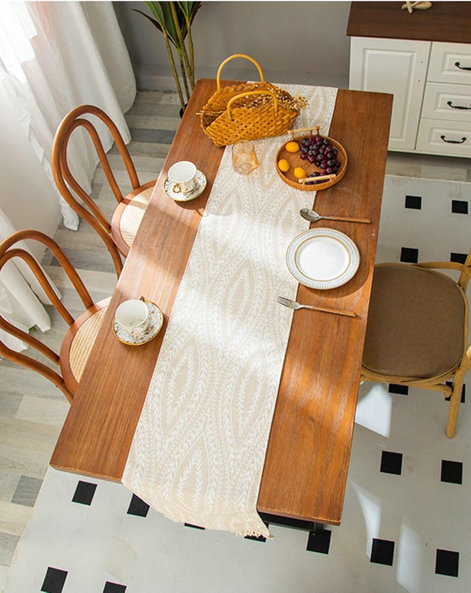 Tafel Runner - Tafeldecoratie - Dineren Aankleden - Duurzaam Polyester - 35 x 210 cm - Beige