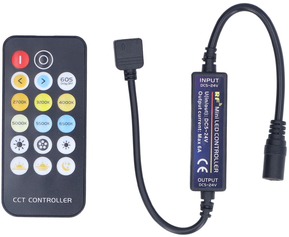 ONF3 - LED Dimmer Controller - Mini CCT/RGB Controller - Draadloze Afstandsbediening - Geschikt voor Gezin - Ideaal voor Perfect voor Sfee...