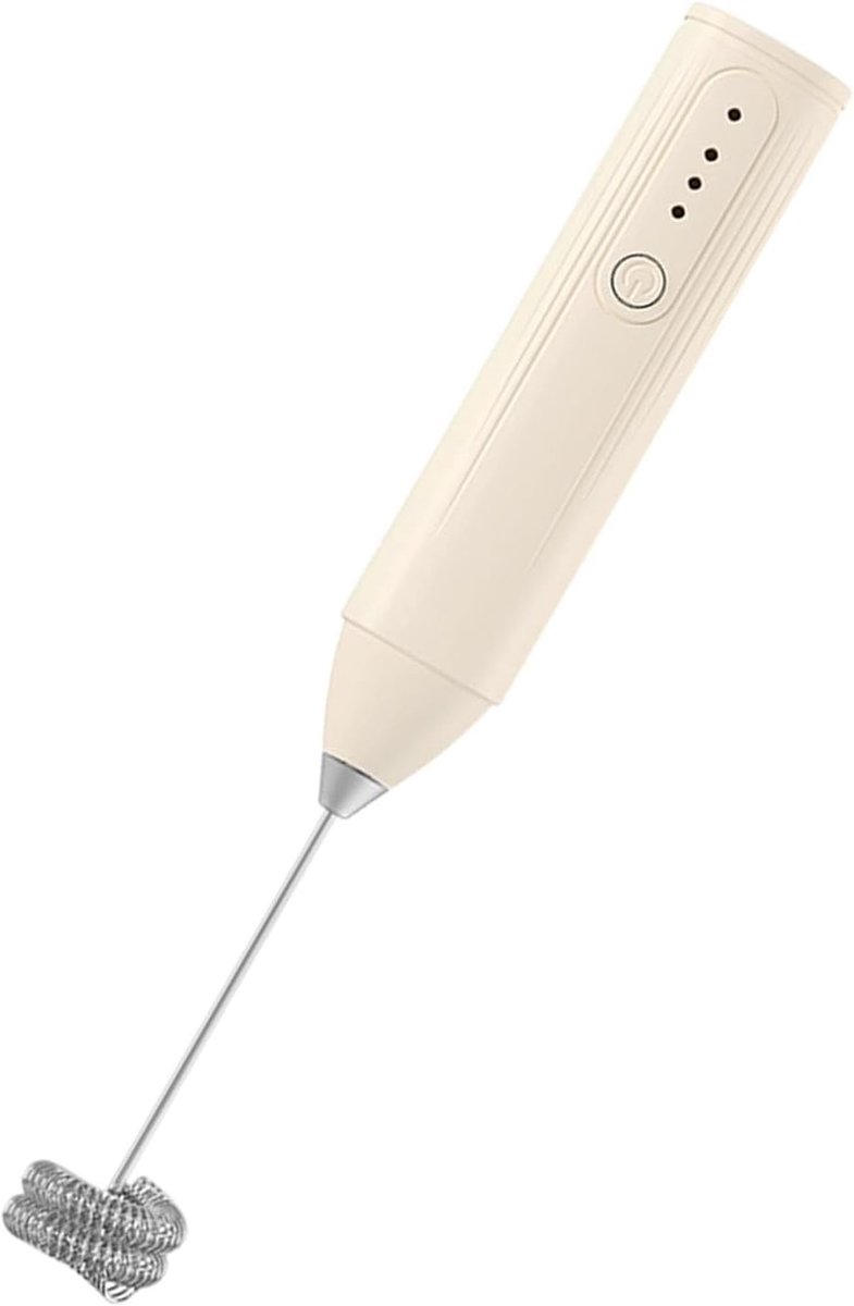 Elektrische Melkopschuimer - Handmixer - Koffie Maken - 3 Snelheden - 22 cm - Beige