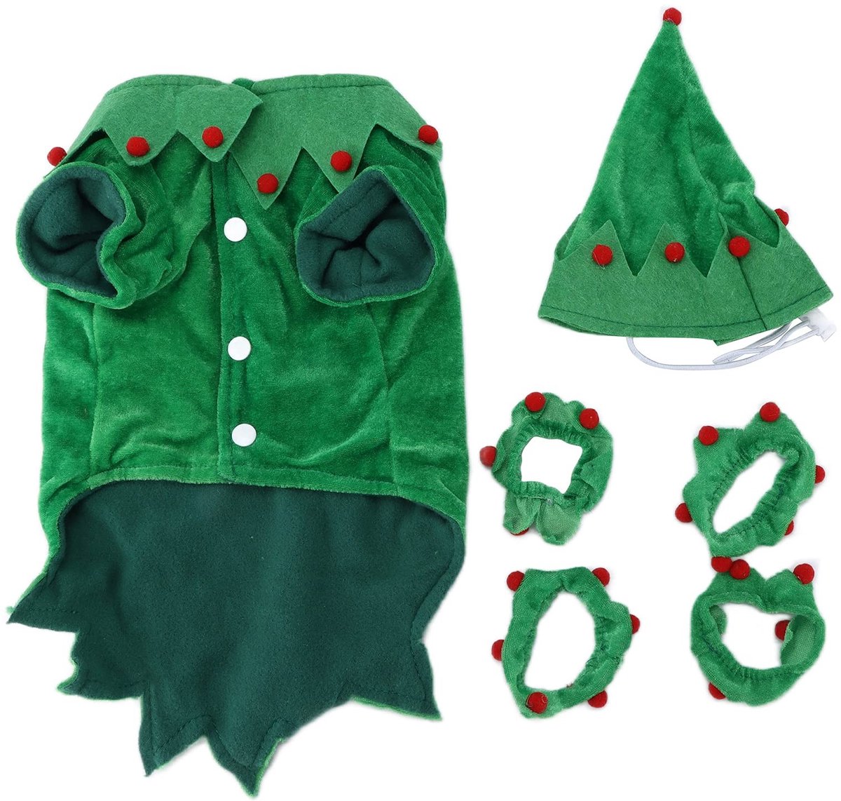 ONF3 - Huisdierenkostuums - Grappige kerstelfoutfits - Zacht materiaal - Geschikt voor honden en katten - Perfect voor kerst - Maat S
