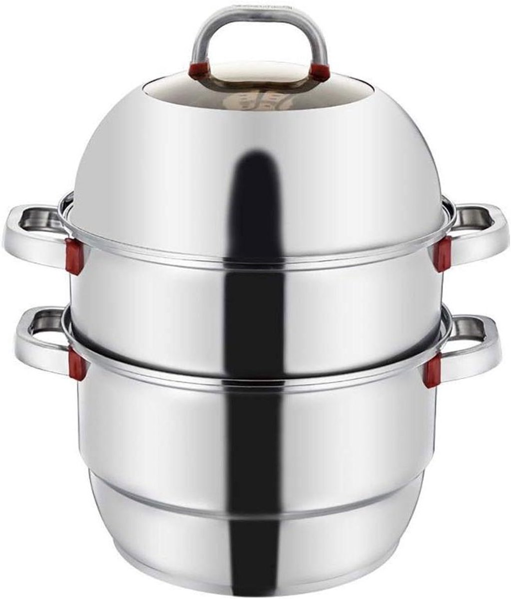 Stoompan 3 Lagen - Roestvrij Staal - Gezond Koken - Gelijkmatige Warmte - 28 cm - Zilver