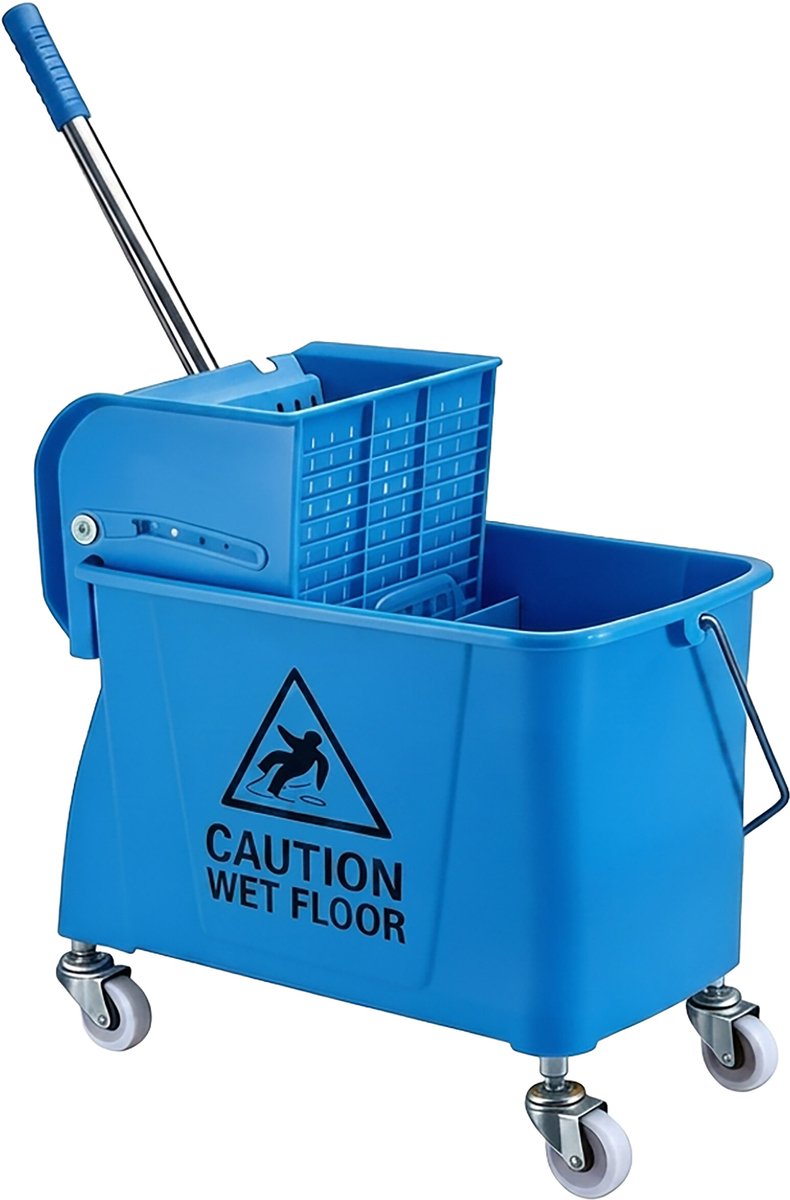 Schoonmaakwagen - blauw - 44x66x28 cm - met wielen