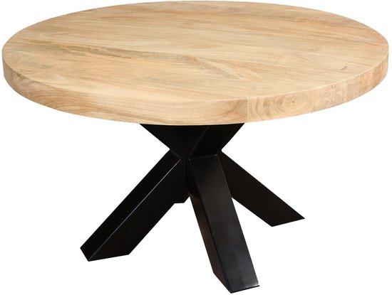 Table basse ronde en bois de manguier marron clair 70 cm Table d'appoint Jesse Table d'appoint industrielle en bois de manguier durable