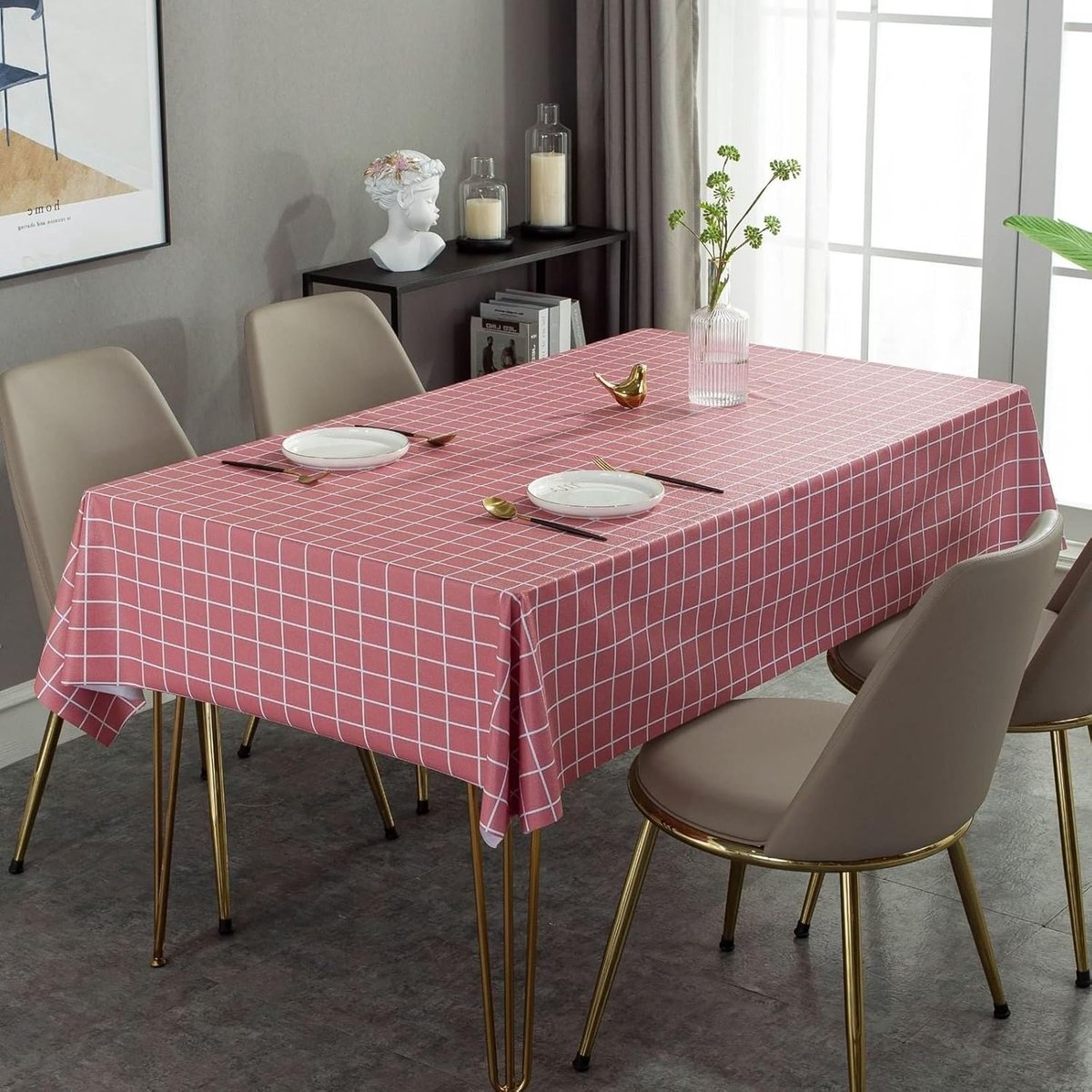 Tafelkleed - Bladbeschermer - Tafel Decoratie - Wasbaar PVC - 90x90 cm - Rose Rood