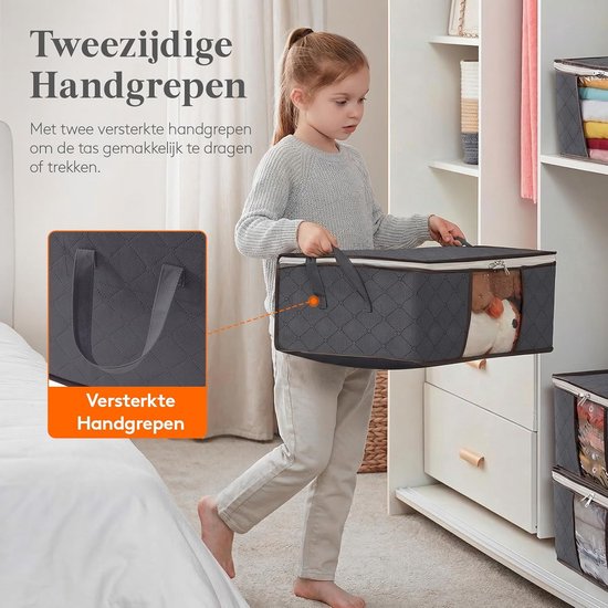 Opbergzakken Kleding - Opbergdozen Set - Ruimte Besparen - Ademend Materiaal - 4 Stuks 36L - Grijs — afbeelding 4