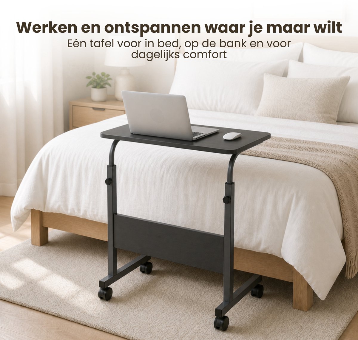 Laptoptafel Laptoptafel Zwart Walnoot Bedtafel - afbeelding 5