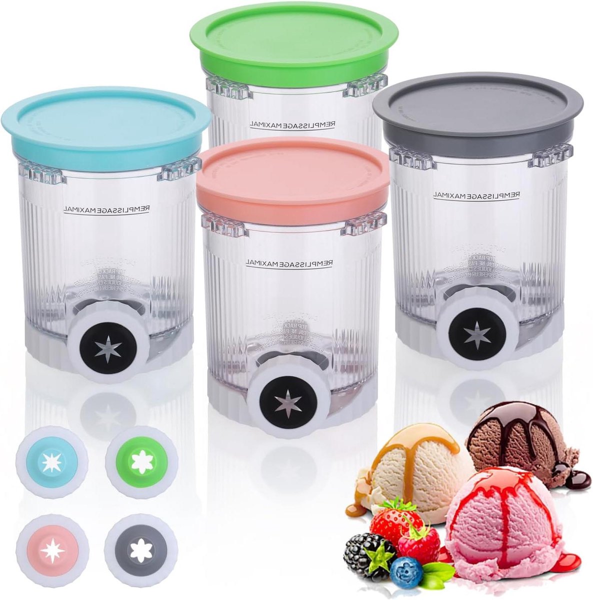 IJsbakjes met deksels - Vervangende accessoires - Zelf ijs maken - BPA-vrij en vaatwasmachinebestendig - Set van 4 - Transparant