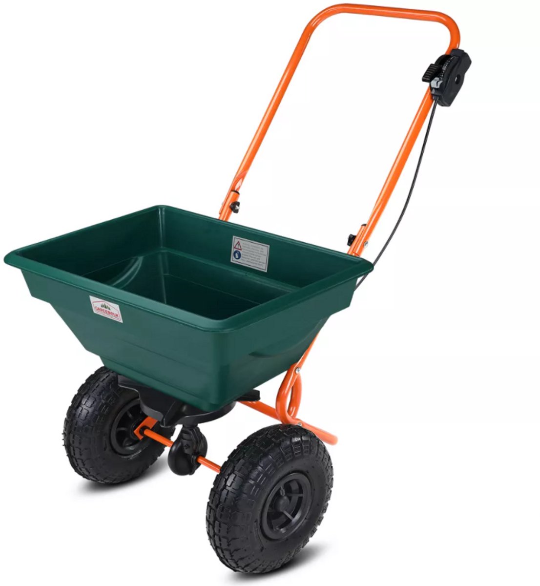 Bol.com Gardebruk Strooiwagen 20L – Instelbaar Luchtband – Groen Oranje aanbieding