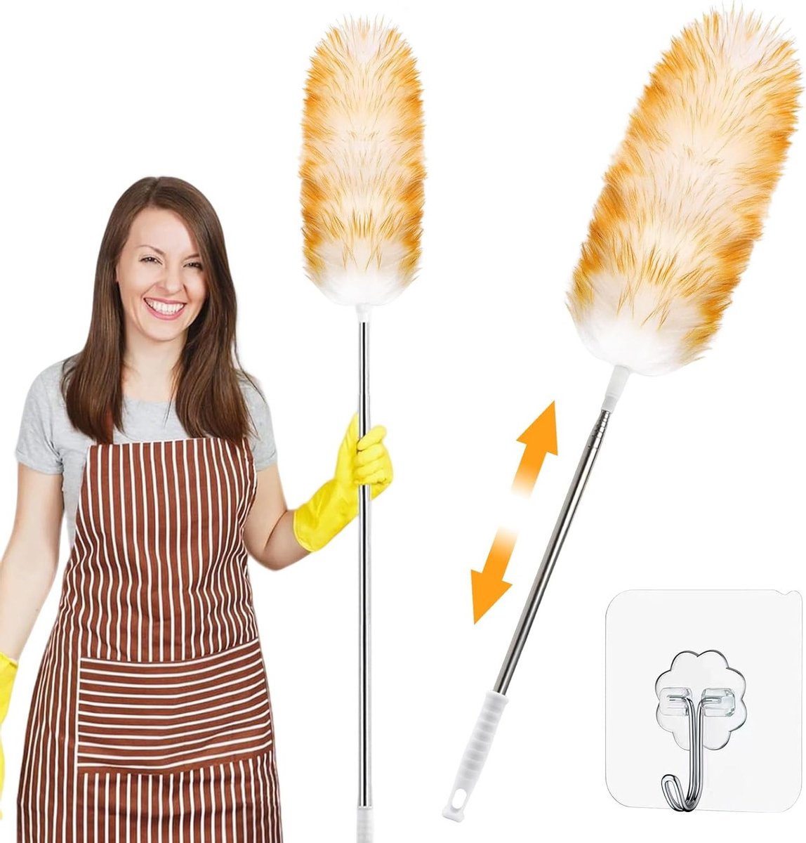 Telescopische Duster van Lamswol, Uitrekbaar tot 140 cm, Wasbare Duster voor Meubels, TV en Kantoor