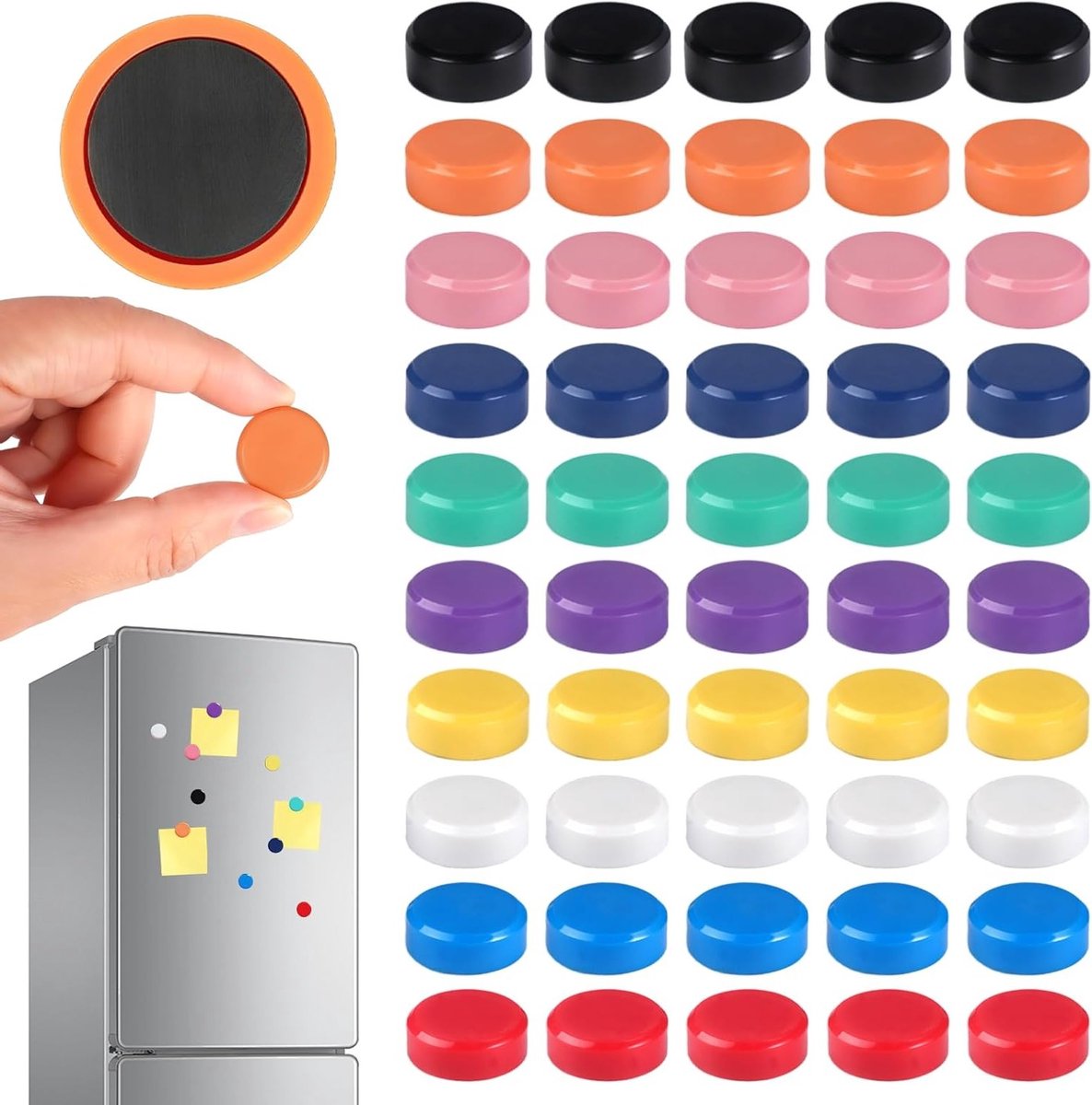 Kleurrijke Magneten voor Magneetbord - 50 Stuks Sterke Ronde Magneten in 10 Kleuren, Perfect voor Whiteboard, Prikbord en Schoolprojecten