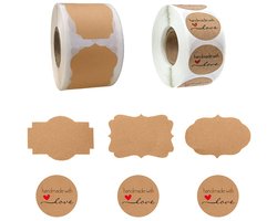 Allecto - Kraft papier labels - Vintage zelfklevende labels - Bruin - Perfect voor jam en geschenken - 800 stuks - Ideaal voor feestelijke gelegenh...