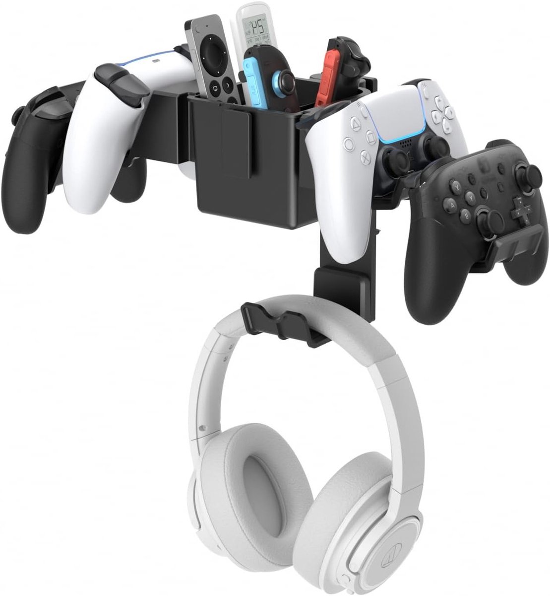 Controller Wandbeugel voor Gaming, Dubbele Houder voor Controller en Headset, Antislip Pads, Verstelbare Bevestiging voor PC Gaming Accessoires
