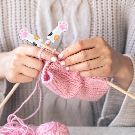 6 Stuks Kattenpoot Stopper voor Breinaalden - Siliconen Naald Caps voor Breien, Haken en DIY Creaties van Merkloos — afbeelding 2