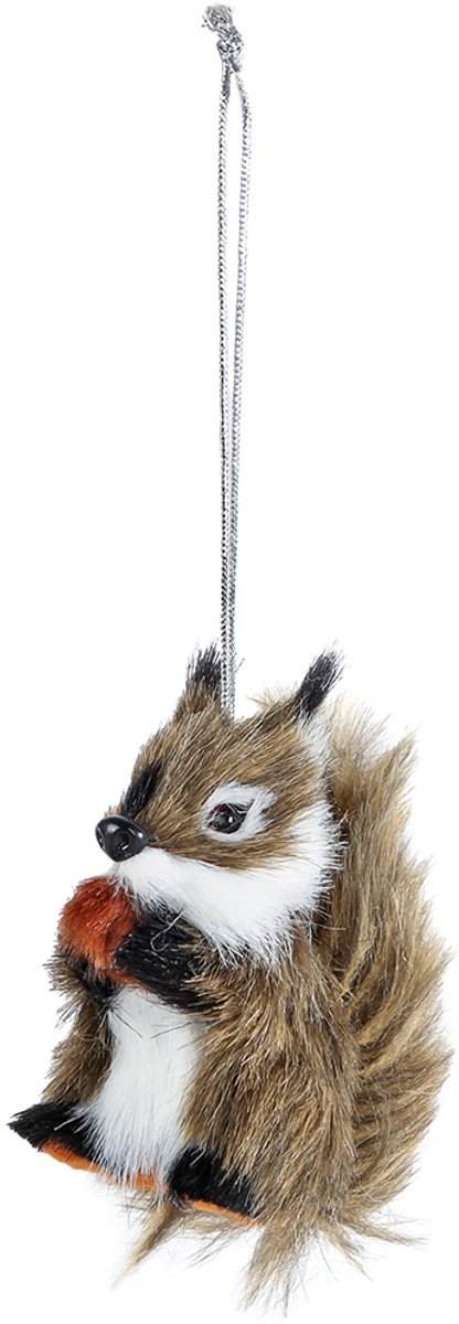 Hang-sculptuur eekhoorn donkerbruin kunststof decoratie 7x3,5x6,5cm.
