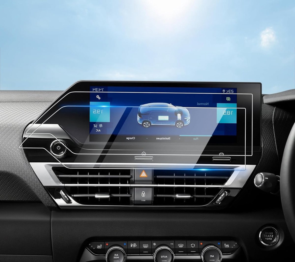Pack van 2 Nano Beschermfolie voor Citroen C4 E-C4 2022 - HD Schermbeschermer, Krasbestendig, Volledige Dekking voor Navigatieapparaten