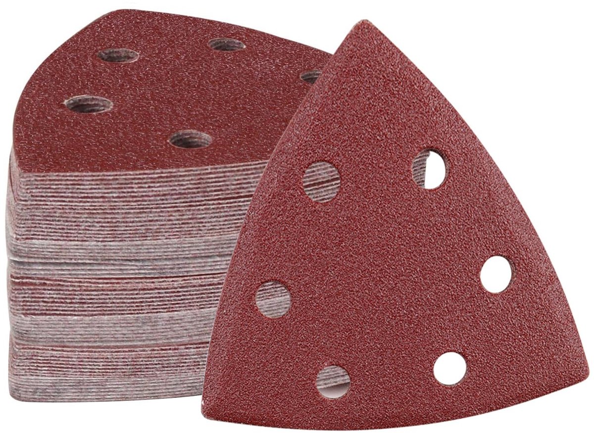 aladdien - Sandpaper - Delta Schuurpapier - 72 Stuks - Driehoekig - Diverse Korrelgroottes - Geschikt voor Multischuurmachines - Roodbruin