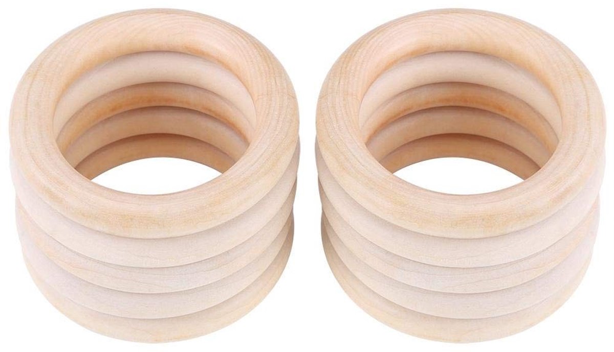 Allecto - Houten Bijtring - Biologisch - 10 Stuks - Teething Toys - Voor Baby's - Houten Ringen - 7 cm en 5 cm