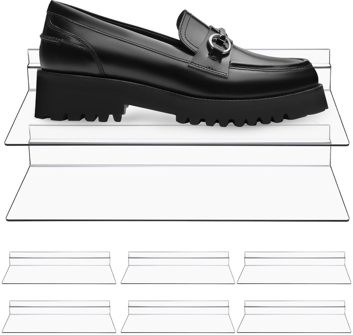 Allecto - Slatwall Schoenrek - Transparant - Duurzaam - 8 Stuks - Wandplank voor Schoenen - Geschikt voor Winkels - Ruimtebesparend