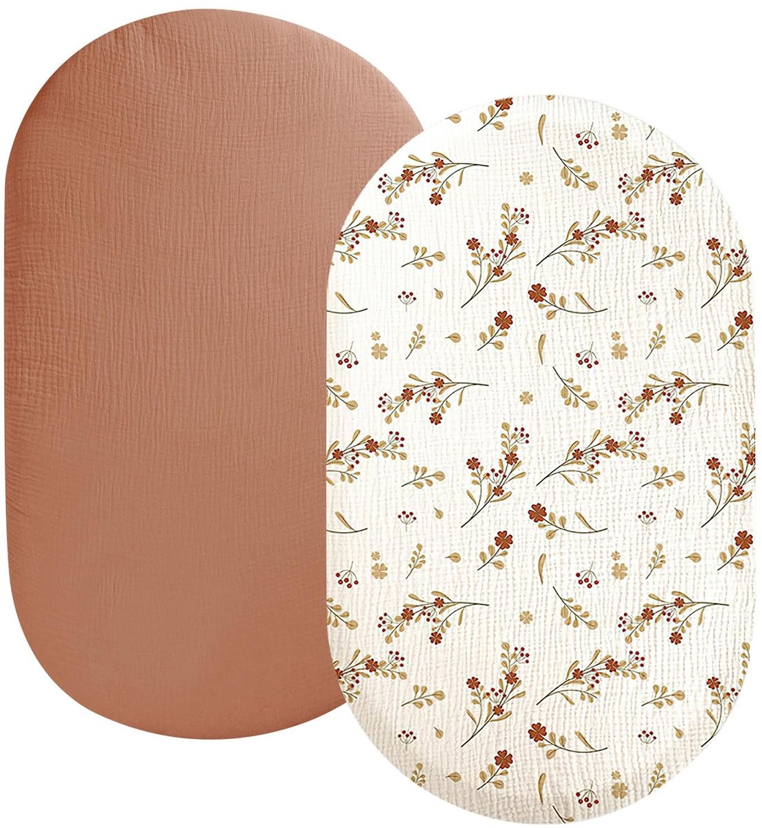 Allecto - Pram Fitted Sheet - Spannbettlaken - Super Zacht en Ademend - Roodbruin - Babybed Laken - Geschikt voor Wiegen - 70x35 cm
