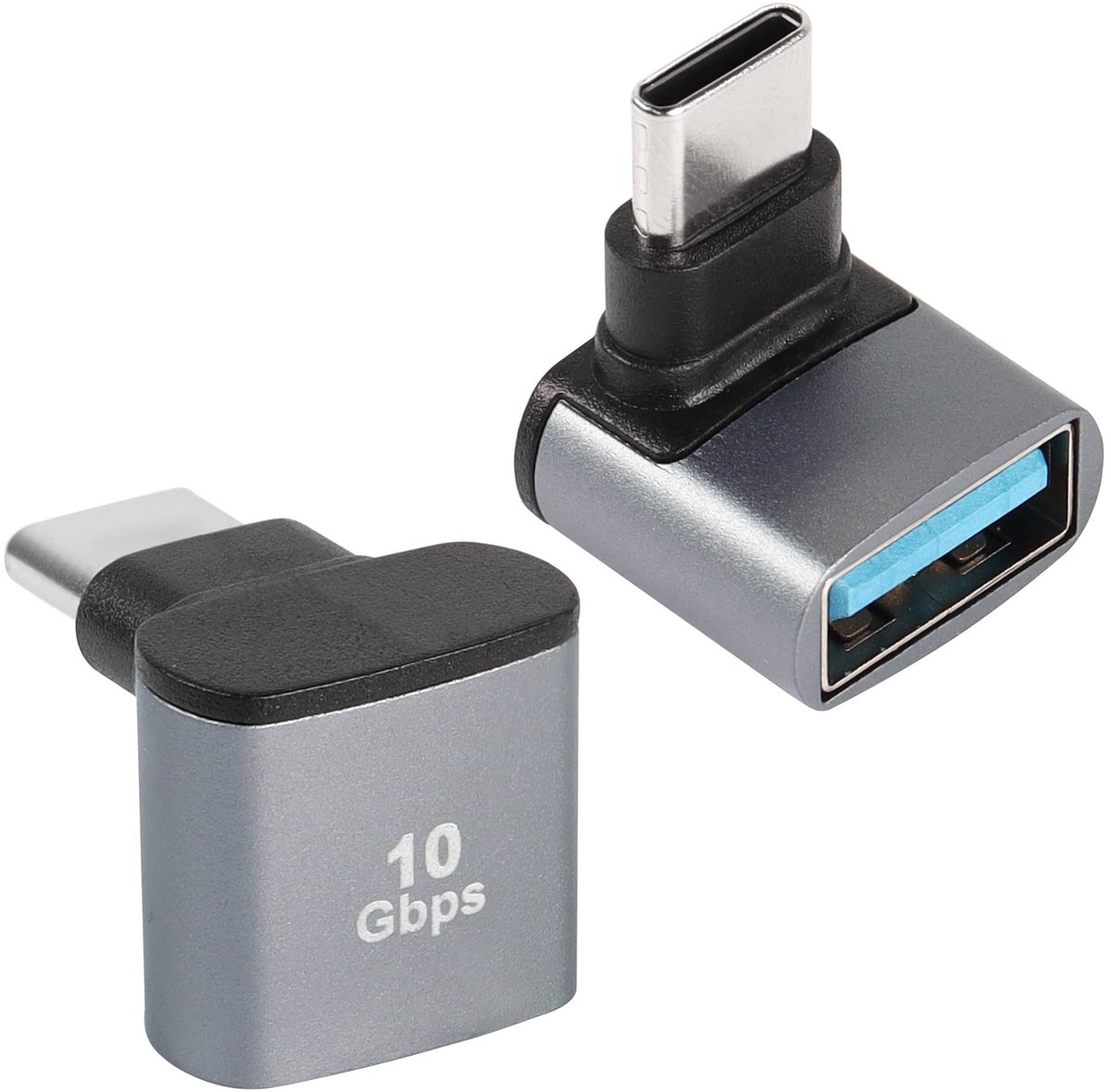 QIANRENON USB C naar USB 3.1 OTG Adapter 90° Hoek - 10Gbps - 100W - 2 Stuks
