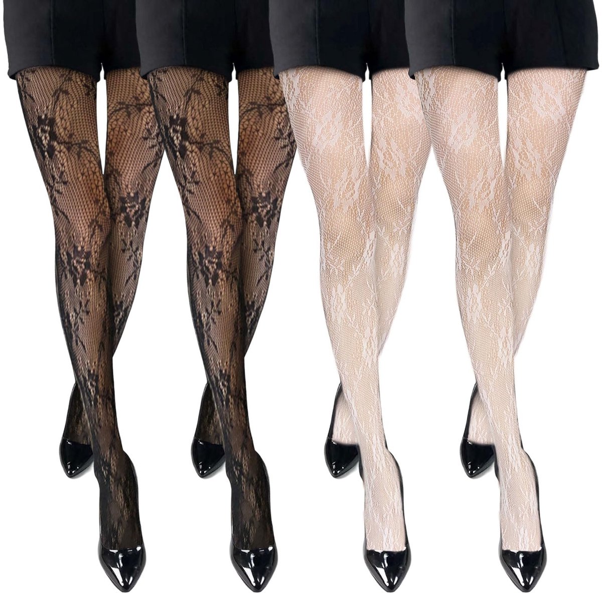 Allecto - Vrouwen Lolita Tights - Bloemige Hoge Dikke Kousen - Comfortabele en Modebewuste Outfit - Voor Elke Gelegenheid - Ideaal voor Lente en Zo...