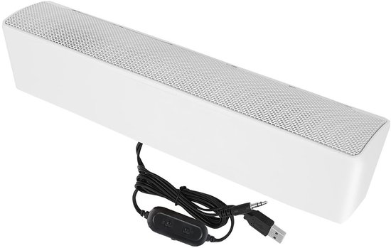 Dailygoody - Portable Soundbar - Stereo Geluid - Draadloze Bass Surround - Wit - USB Geluidssysteem - Geschikt voor PC, TV, Mobiele Telefoons, Laptop van Merkloos — afbeelding 4