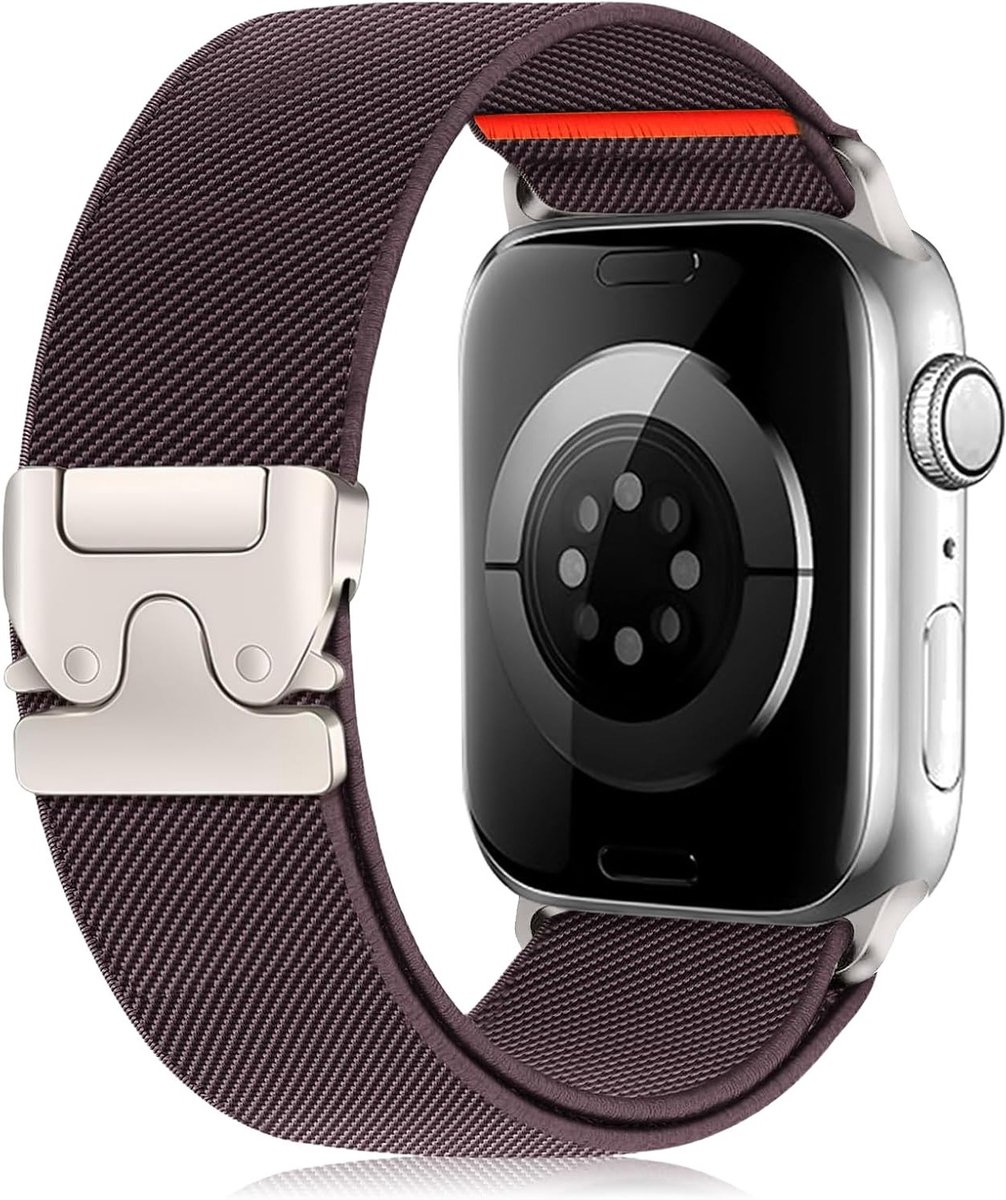 Elastische Nylon Sportband voor Smartwatch 46 mm 45 mm 44 mm 42 mm 49 mm - Gevlochten Parachute Sluiting voor Ultra, SE en Series 10/9/8/7/6/5/4
