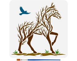 Herbruikbaar schilderstencil voor dieren, paarden en vogels - 30x30cm sjabloon voor creatieve schilderprojecten