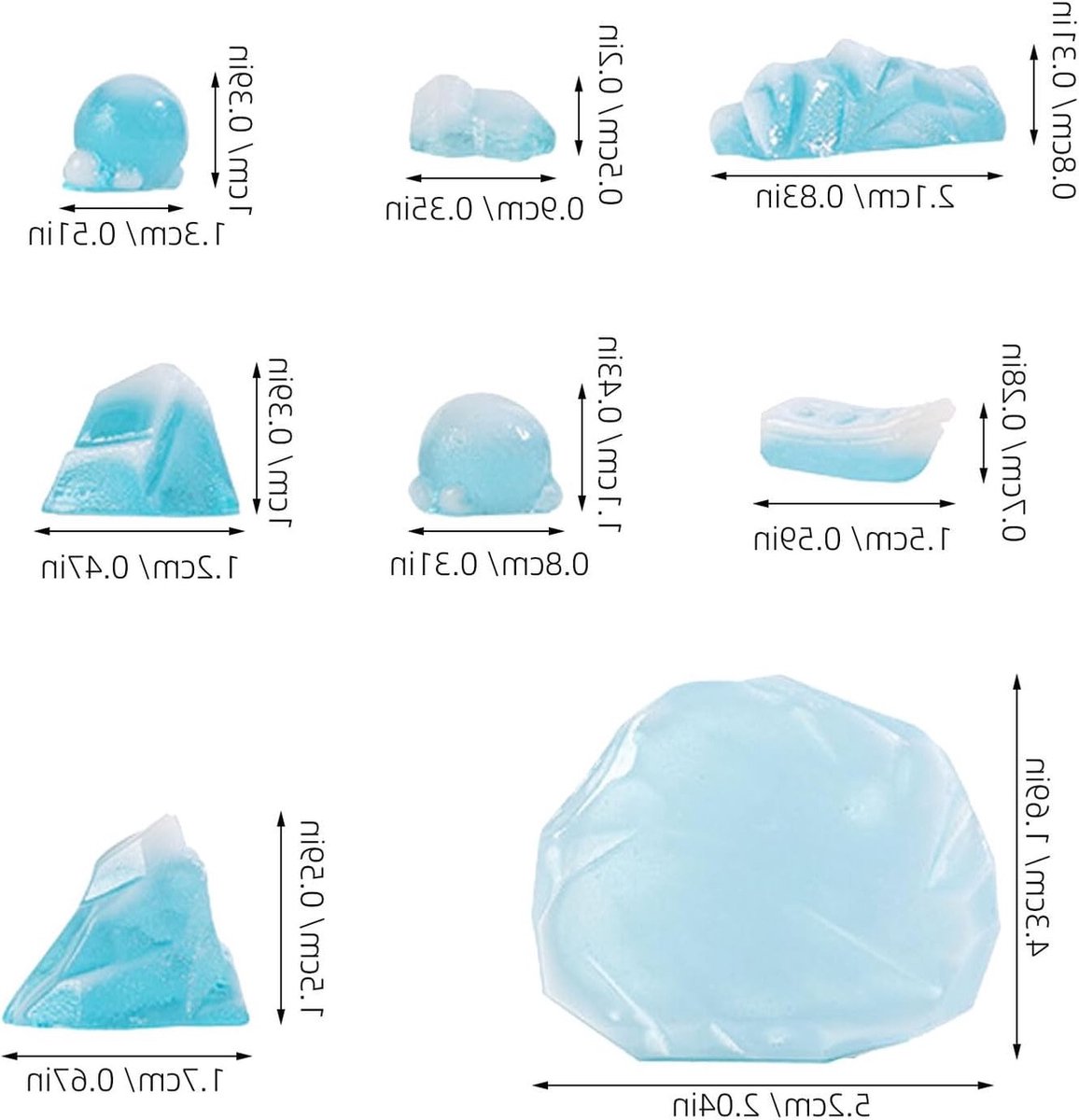 8-delige Arctic Glacier Model Cake Decoratie met Pinguïn en IJsschotsen voor Kerst en Aquarium Decoratie - Resin Berglandschap in Hemelsblauw