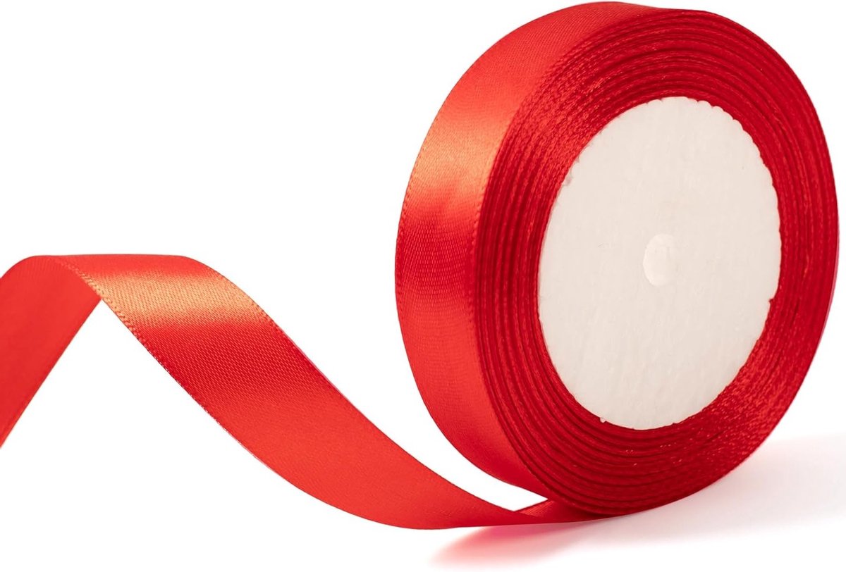 20mm Brede Rode Kerstribbon voor Cadeauverpakking - 22m, Versieringen voor Kerstcadeaus, Haaraccessoires, Bruiloft en Ambachten