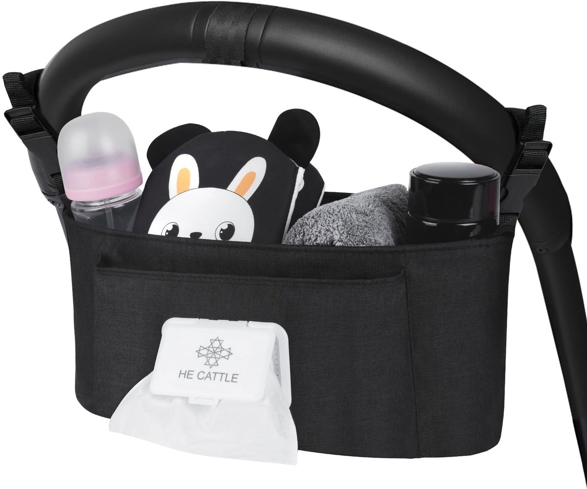 Allecto - Kinderwagen Organizer - Opbergtas voor Baby Stroller - Universele Pasvorm - Verwijderbare Papieren Versie - Kinderwagentas met Disposer -...