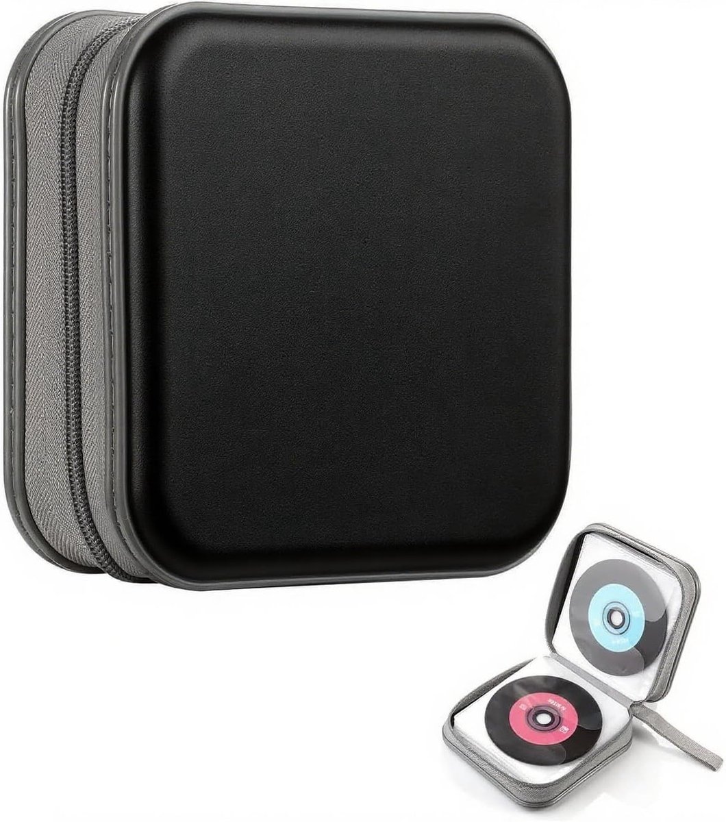 Opbergtas voor 40 CD's en DVD's - Ideaal voor Thuis, Auto en Reizen, Zwart