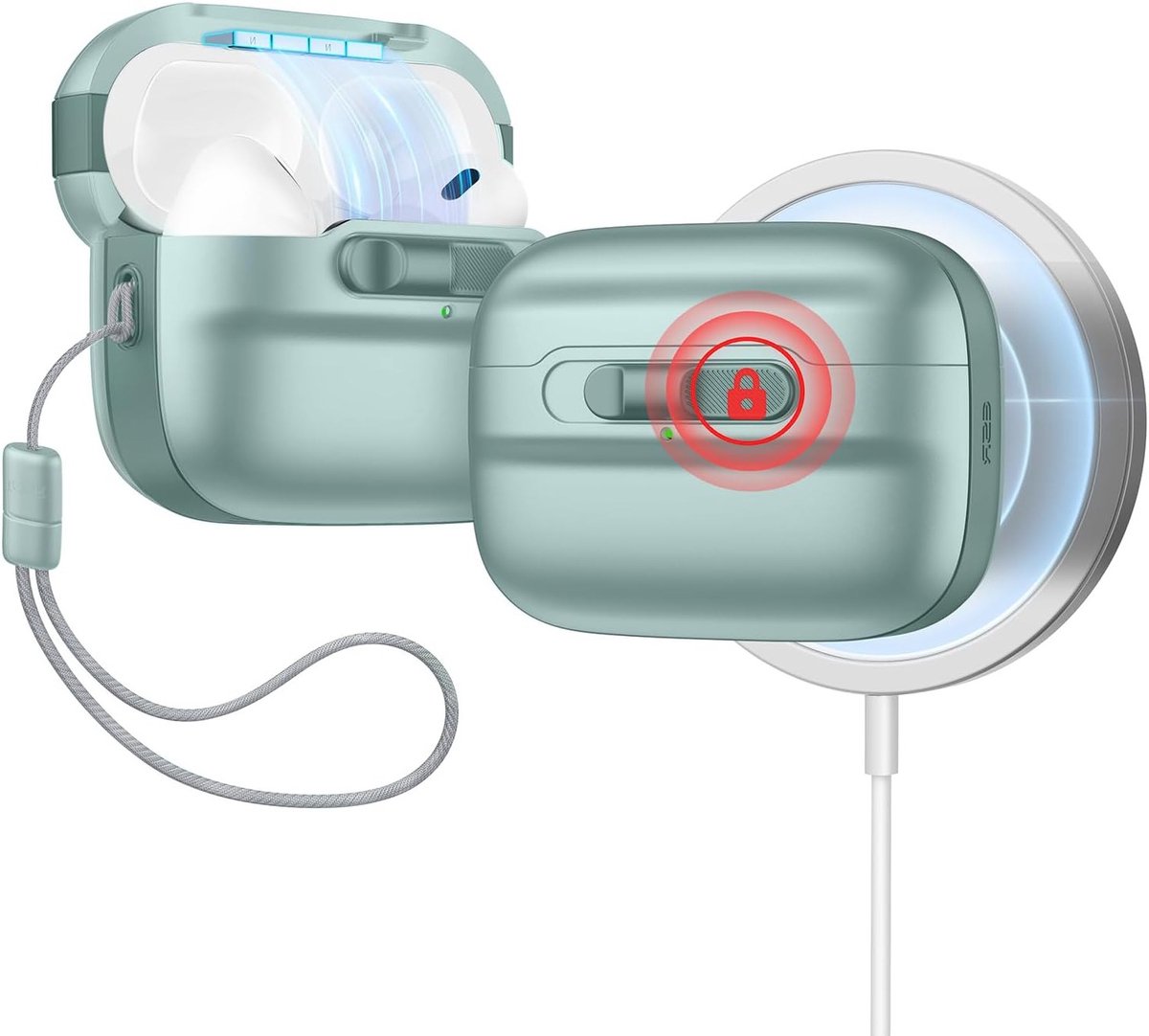 AirPods Pro 2 Hoes met MagSafe, USB-C/Lightning Compatibel, Volledige Valbescherming en Magnetische Sluiting voor 1e en 2e Generatie