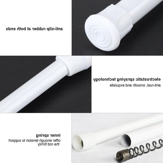 Verstelbare Spanningstang voor Douches, Gordijnen en Raamdecoratie - 300 cm, Ideaal voor Badkamer en Woonkamer van Merkloos	 — afbeelding 4