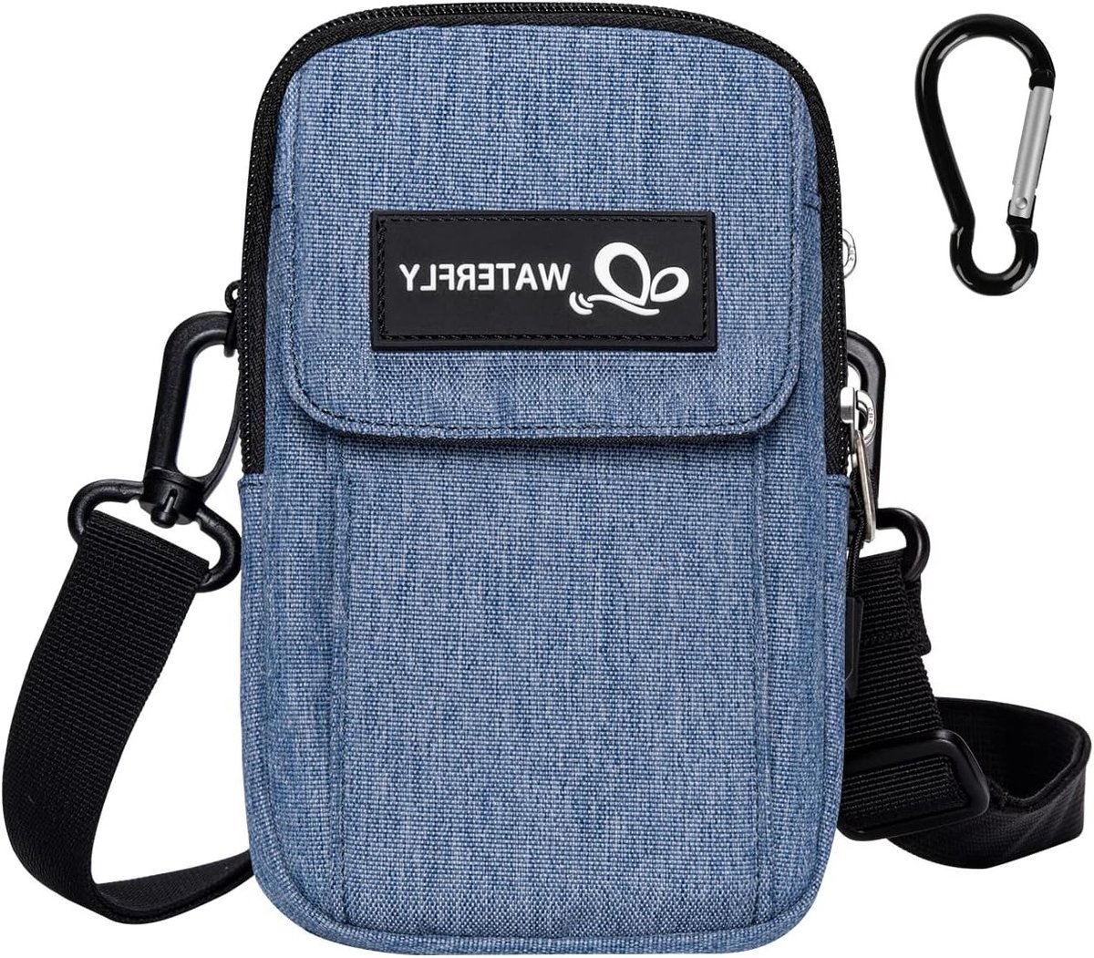 Multifunctionele schoudertas voor mobiel, mini heuptas en EDC tas met verstelbare schouderriem, geschikt voor mannen en vrouwen, blauw, S