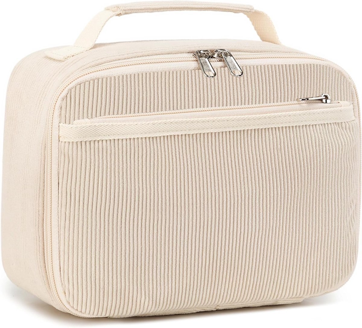 Kindvriendelijke Geïsoleerde Lunchtas voor School en Buitenactiviteiten - 5L Koeltas met Rits in Corduroy Beige