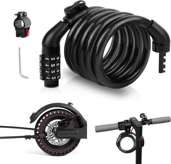 Schijfremslot - Remschijfslot Met Reminder Kabel En Houder - Fiets Slot - Elektrische Step Slot - Motorslot - Scooterslot - Slot - Elektrische Step Accessoires - Voor E-Bike / Motor / Scooter / Elektrische Step / Fiets - Anti-Diefstal - Zwart — afbeelding 5