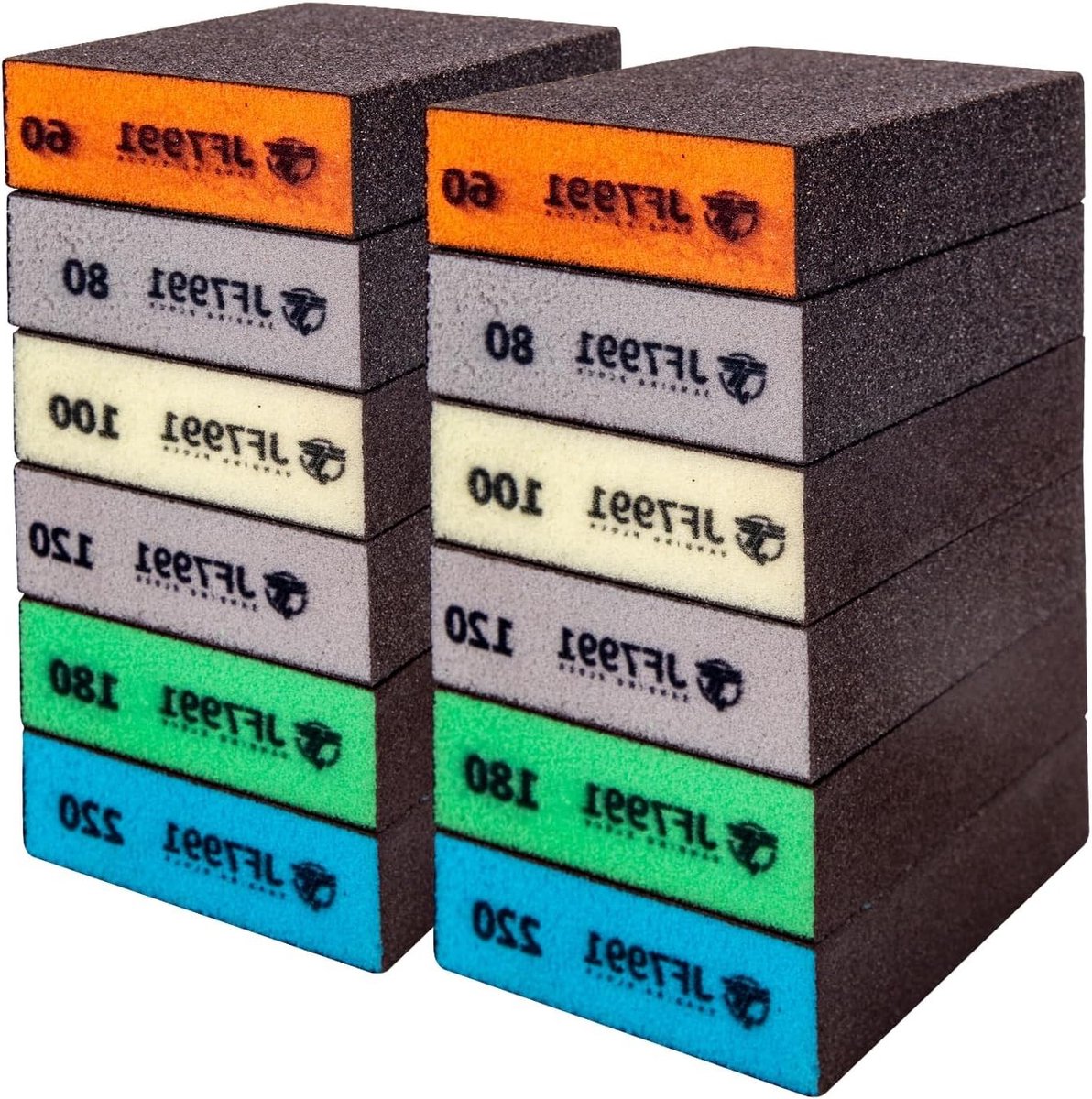 Set van 12 Schuur Sponsen voor Hout en Metaal - Fijn Schuurpapier met 6 Grit (60-80-100-120-180-220) voor Precisie Schuren