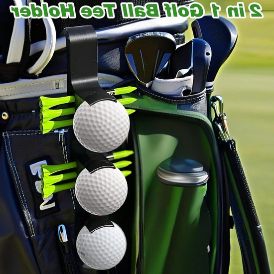 2 in 1 Golf Tee Houder met Snelle Ontlating, Draagbare Accessoire voor Golftassen, Geschikt voor 3 Ballen en 6 Tees — afbeelding 2