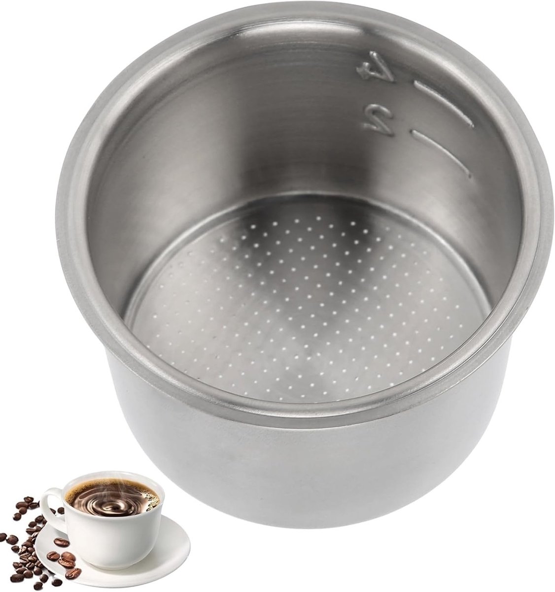 Filtermandje voor espressomaker, 4 kopjes, roestvrijstalen koffiefilterhouder, 51mm, drukloos en poreus ontwerp