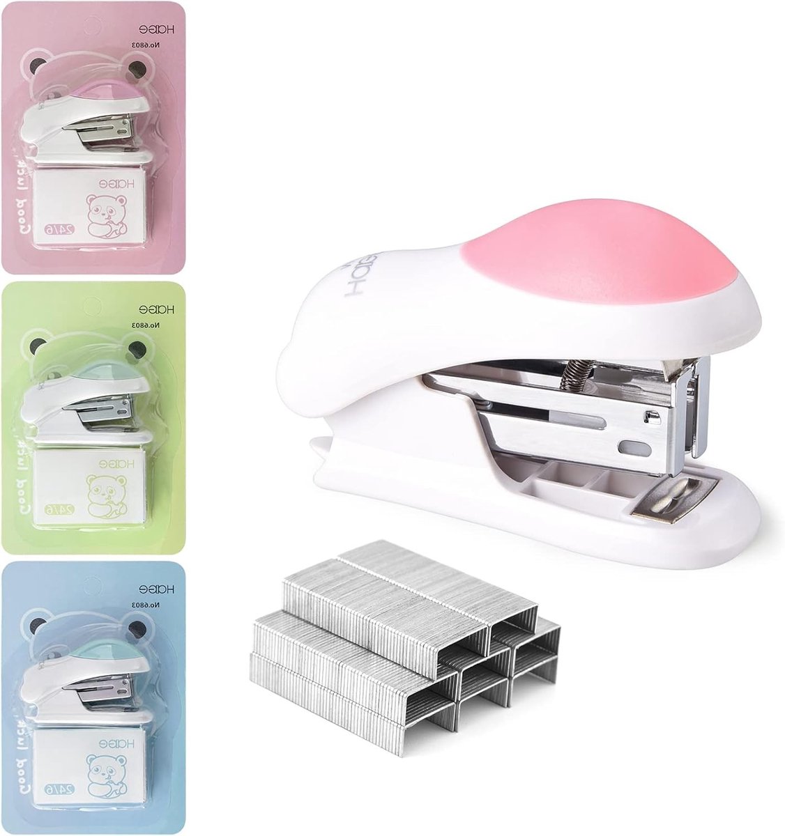 Mini Desktop Nietmachine met 400 Standaard 26/6 Nietjes, Capaciteit 2-24 Vellen, Inclusief Ingebouwde Nietverwijderaar, Perfecte Kantooraccessoire en Studenten Geschenk in 3 Kleuren