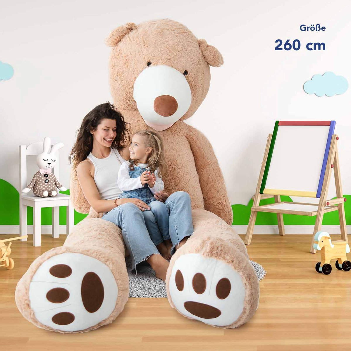 XXL Knuffelbeer 260 cm – Grote Pluche Teddybeer – Zacht Knuffeldier voor Kinderen & Volwassenen – CE-gecertificeerd – Cadeau Verjaardag & Valentijn