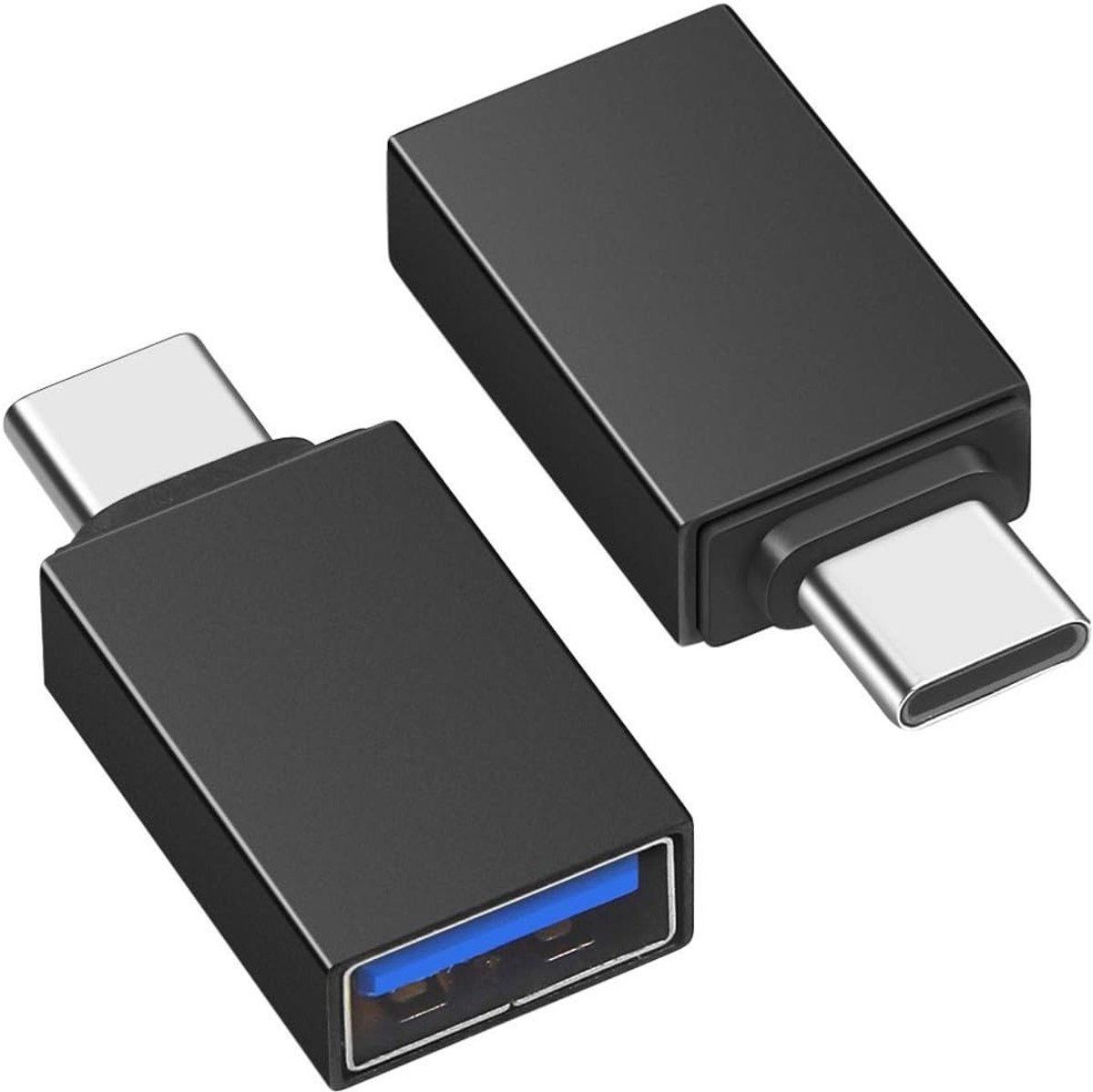 USB C naar USB A Adapter - 2 Stuks, OTG Adapter voor MacBook Pro, Samsung Galaxy en Type C Apparaten, Zwart