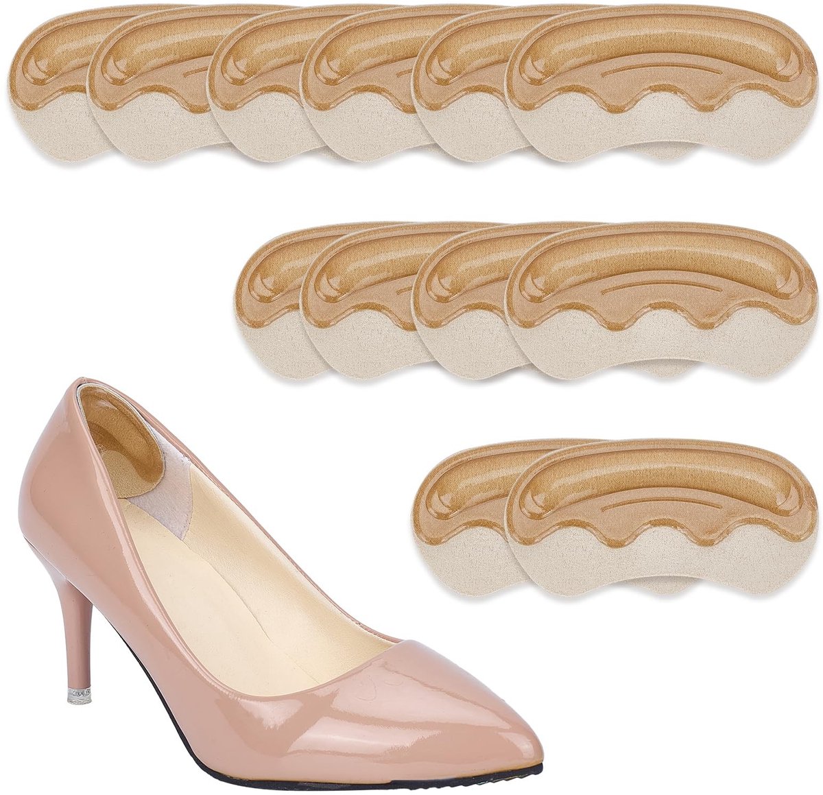 Allecto - Hielkussens - Hielbeschermers voor schoenen - Beige - Comfortabel en ondersteunend - Geschikt voor losse schoenen - 6 paar