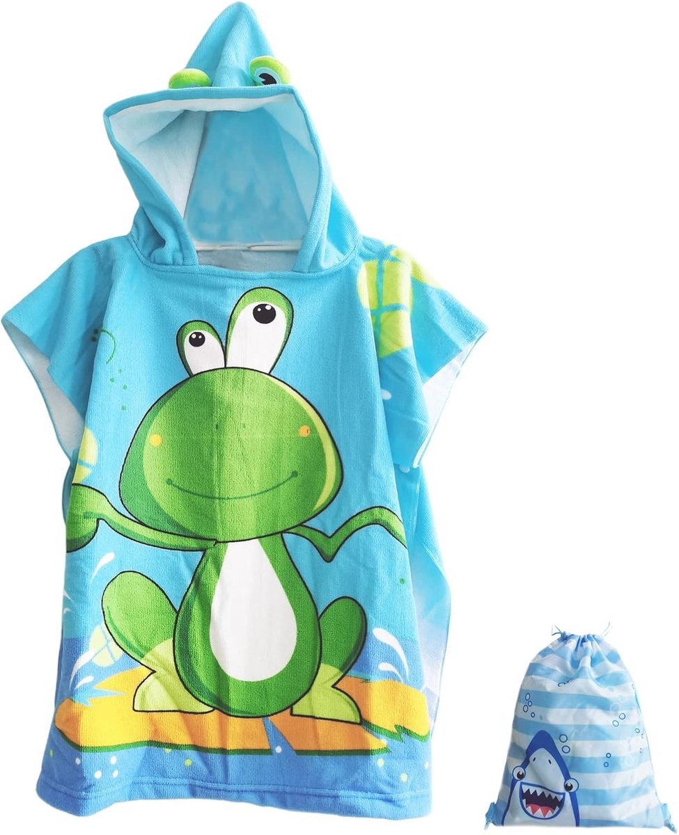 Allecto - Poncho handdoek - badstof handdoek met capuchon - wrap poncho handdoek - geschikt voor thuis badkamer strand zwembad zwemmen - blauw roze...