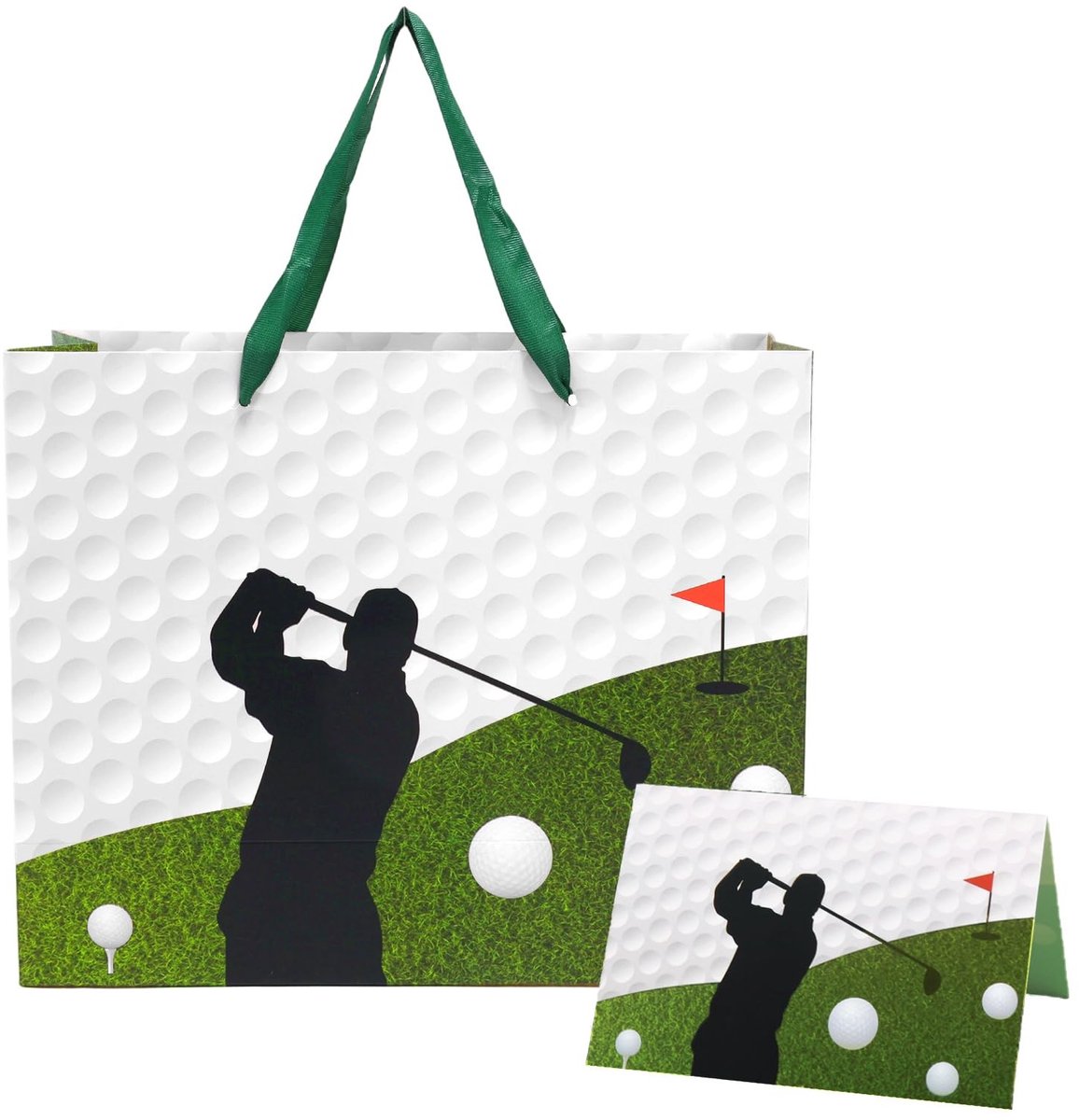 Allecto - Verjaardagscadeau Tas - Groene Sportthema - Inclusief Tissue Papier - Wenskaart - Golfaccessoires - Feestdecoratie - Geschikt voor Sportl...