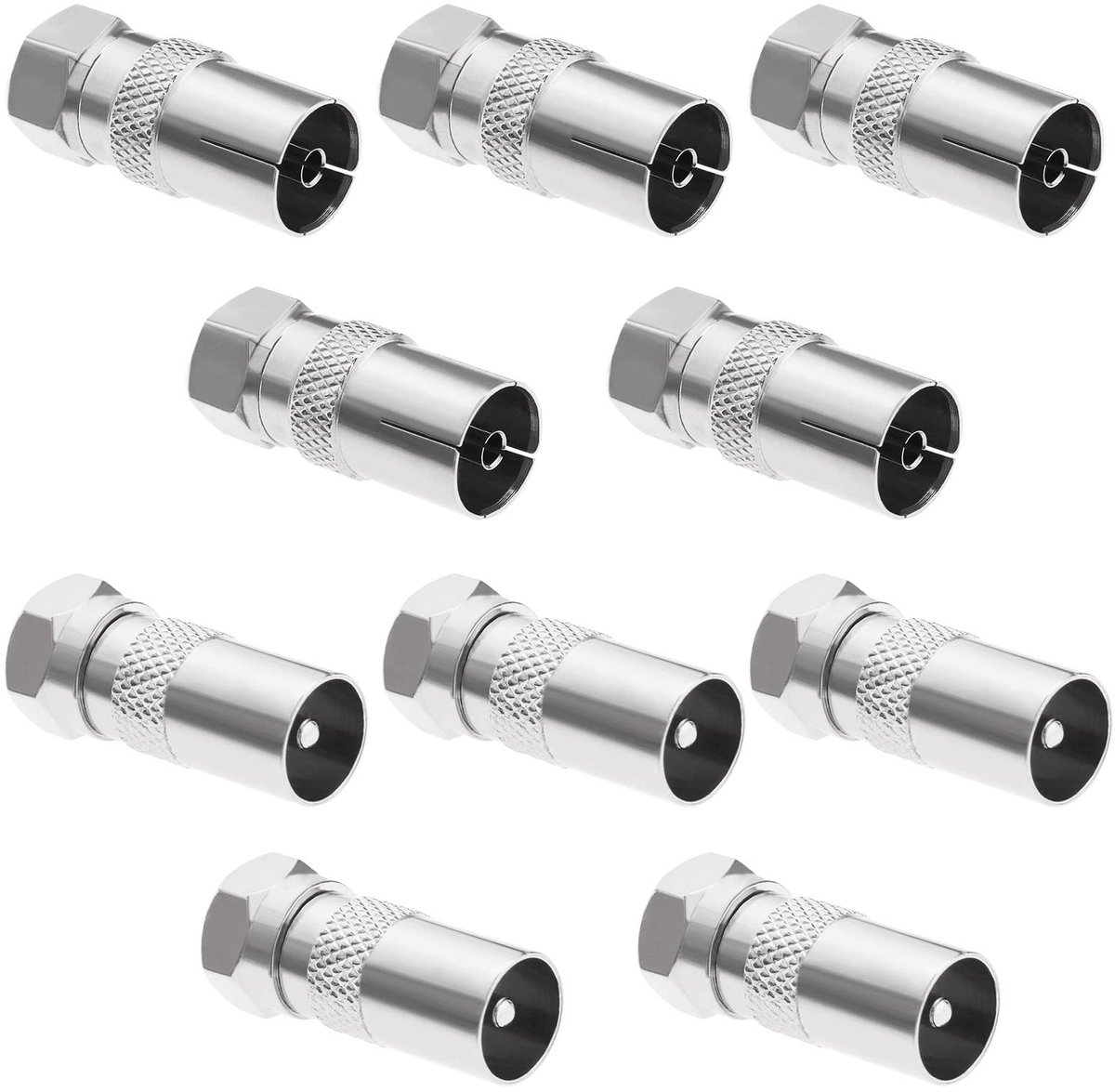 Allecto - F Type TV Antenne Adapter - Coax connector - 5 stuks - Voor TV satellietontvanger modem - Handige antenneverbinding - Geschikt voor versc...
