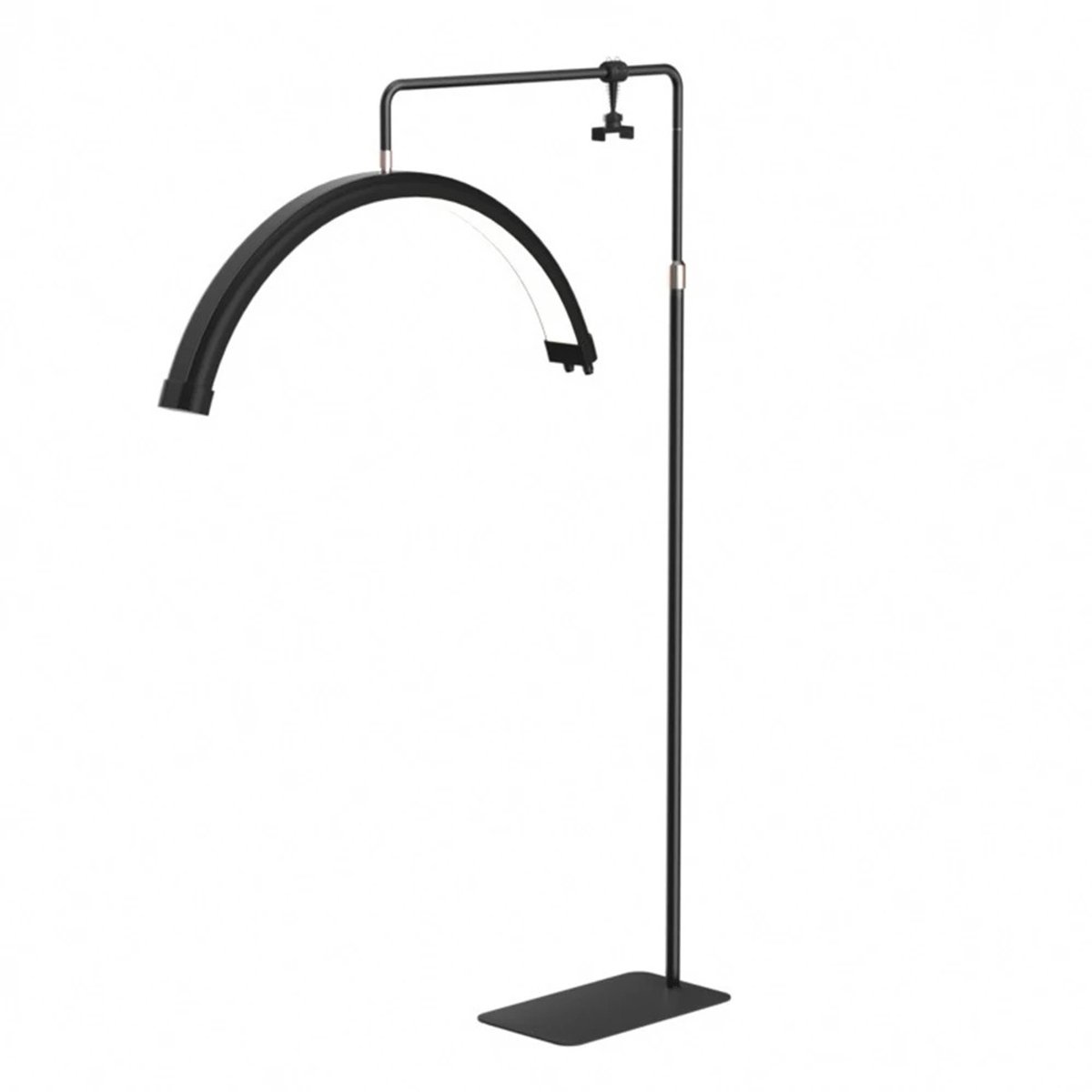 Archi LED Videolamp – Halvemaan Vloerlamp – Dimbaar – Met Statief 190 cm – Inclusief Telefoonhouder & Afstandsbediening - 36W